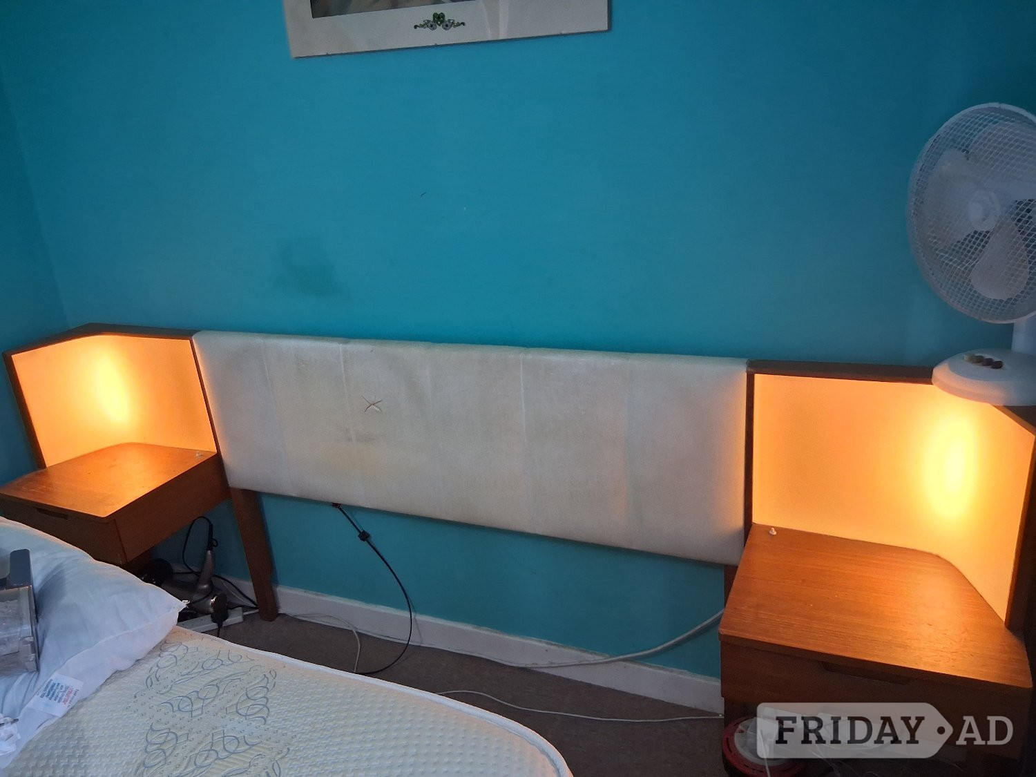 Uniflex headboard with floating bedside table and built in lights in Worthing