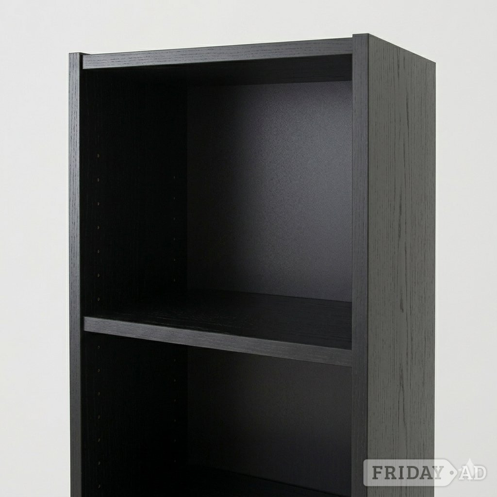 Tall slim black bookcase / shelving unit (203cm) - Furniture