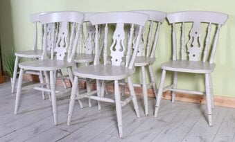 Delivery Options - 6 Solid Beech Shabby Chic Farmhouse Chairs