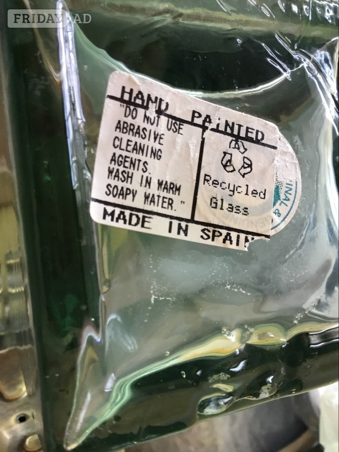 2 waved heavy glass bottles with cork stoppers