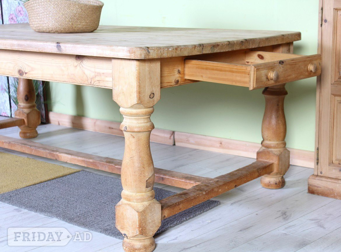 UK Delivery - Huge Unique Rustic Old Chunky Farmhouse Pine Table