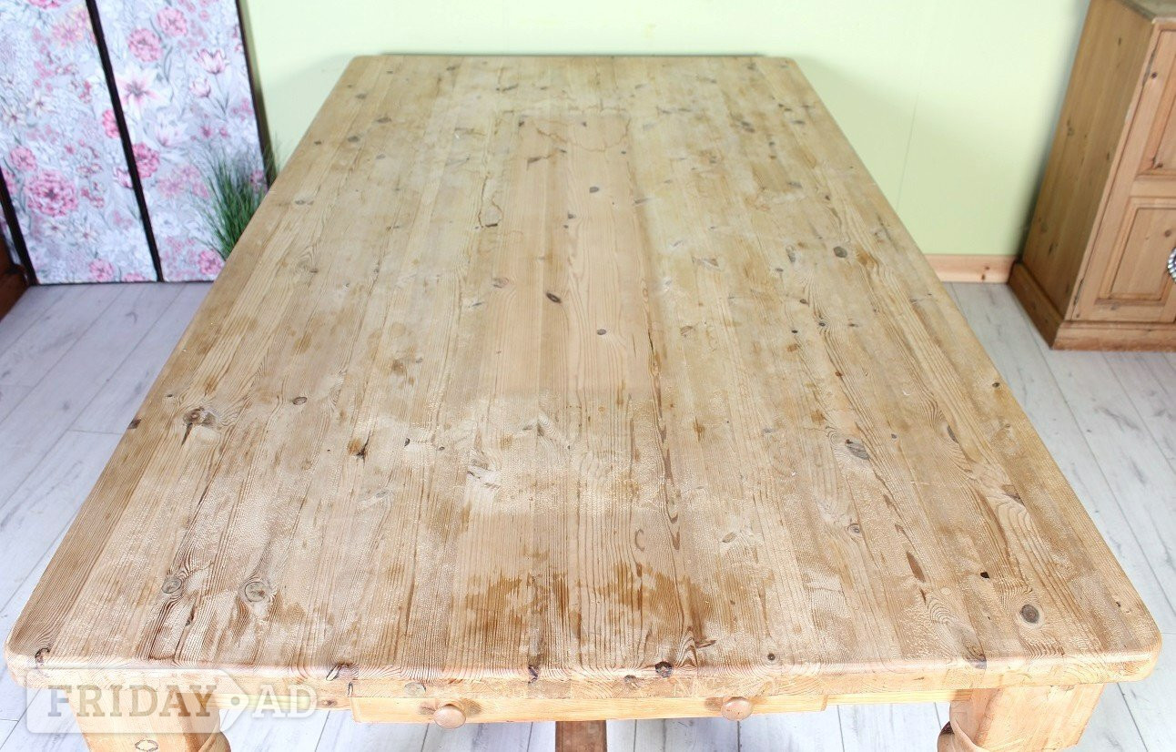 UK Delivery - Huge Unique Rustic Old Chunky Farmhouse Pine Table - Furniture in Hailsham