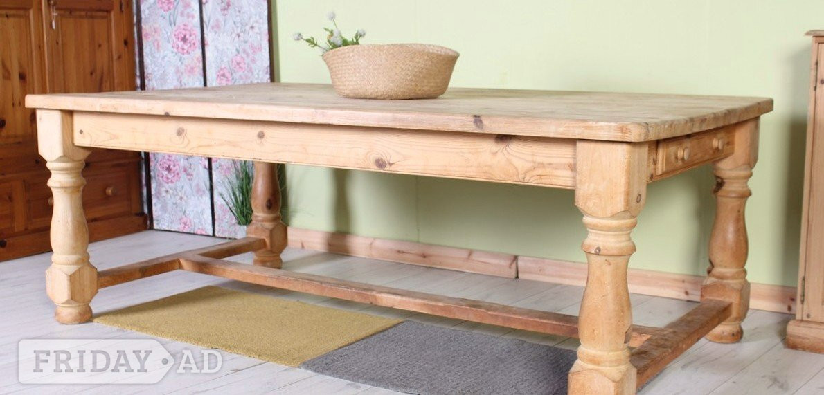 UK Delivery - Huge Unique Rustic Old Chunky Farmhouse Pine Table - Furniture