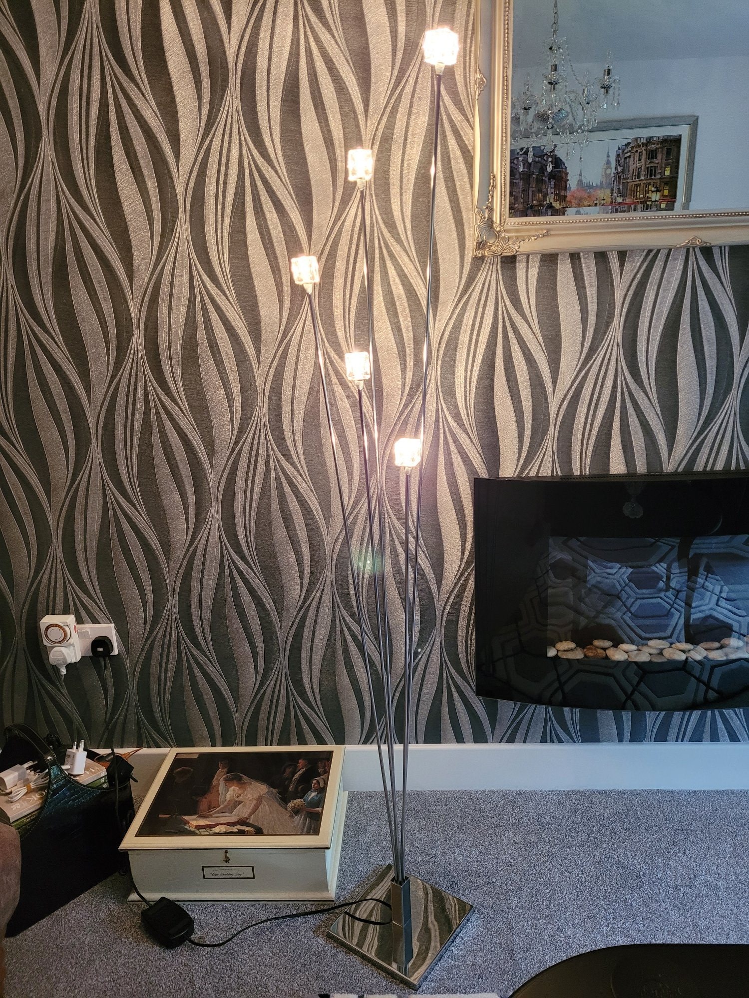 Uckfield FLOOR UPLIGHTER (CUBE/CHROME) WITH DIMMER FUNCTION