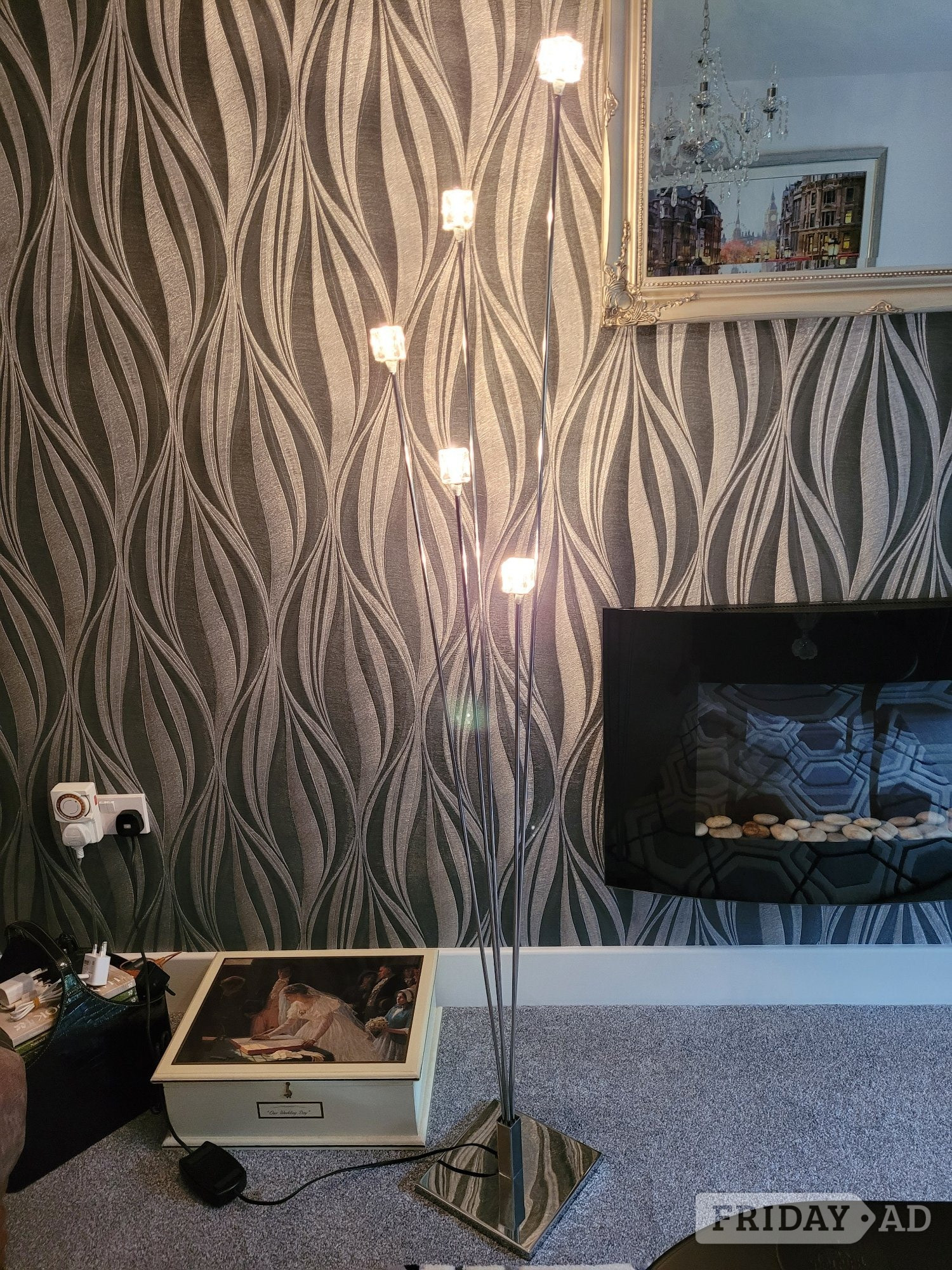 Uckfield FLOOR UPLIGHTER (CUBE/CHROME) WITH DIMMER FUNCTION