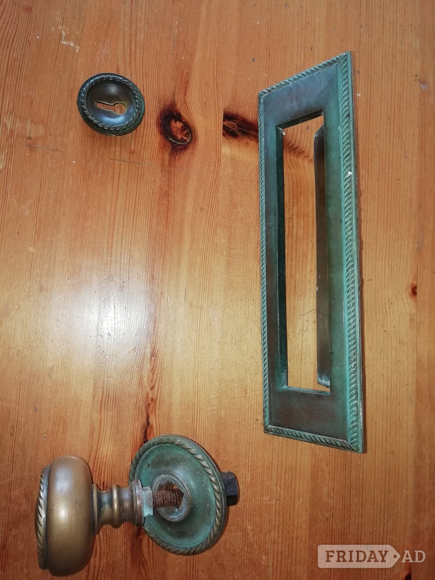 Hove Letterbox, door handle & key escutcheon in solid brass