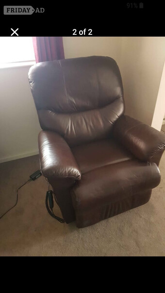 RISER RECLINER LEATHER CHAIRS X 2