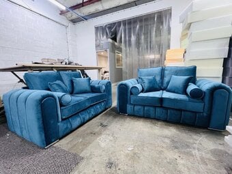 Midnight Blue, Lilly 3+2 Seater Sofa Set Upholstered In Clever Ve