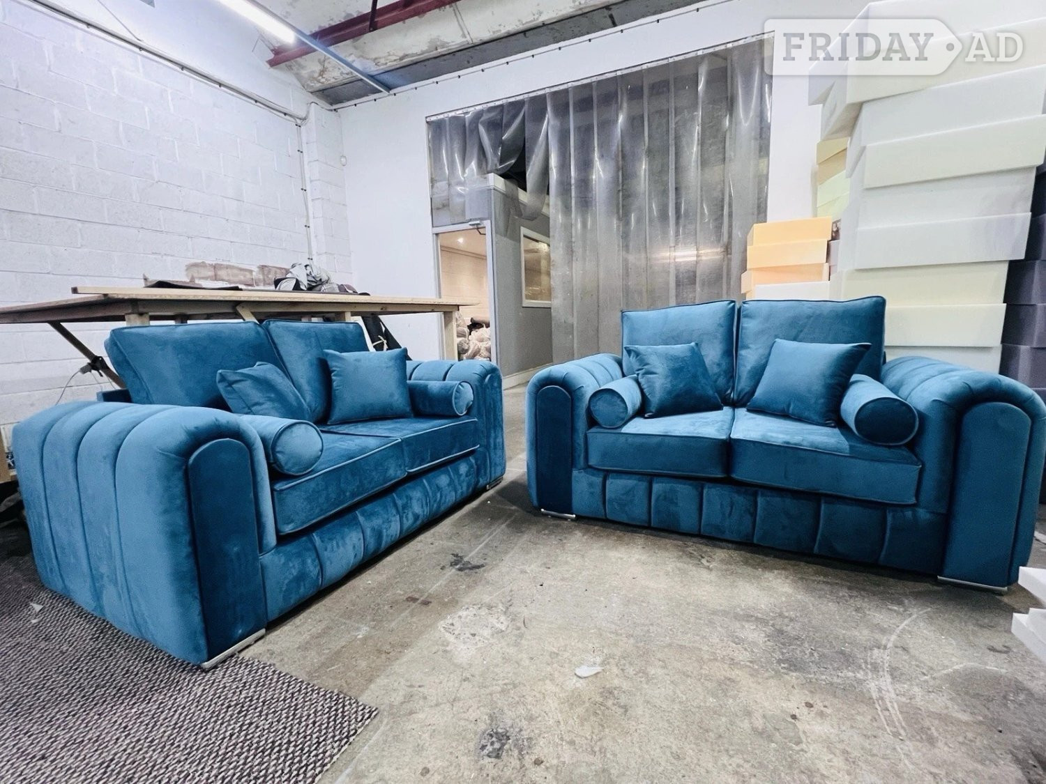 Midnight Blue, Lilly 3+2 Seater Sofa Set Upholstered In Clever Ve in Nottingham