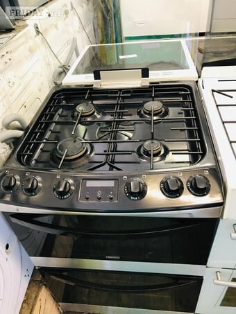 Zanussi black 60CM glass top gas cooker with double oven 