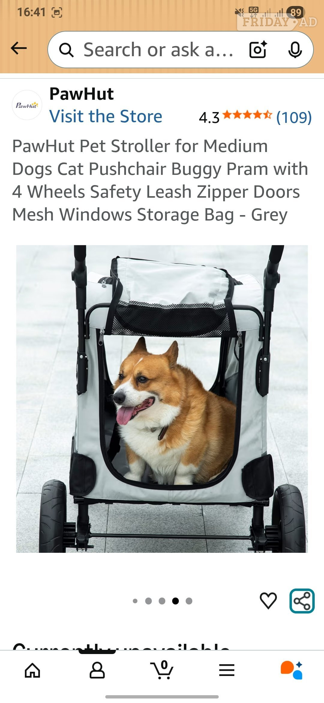 Pawhut dog buggy pram stroller for Medium dogs - Pet Accessories & Supplies in Brighton