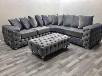 Adorable Grey Chesterfield Corner Sofa Free Delivery All Over UK