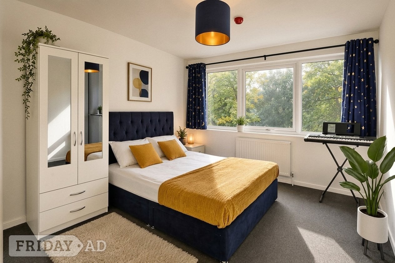  Bedroom Set, 1x Double size Bed With Mattress & 2 Door Wardrobe 