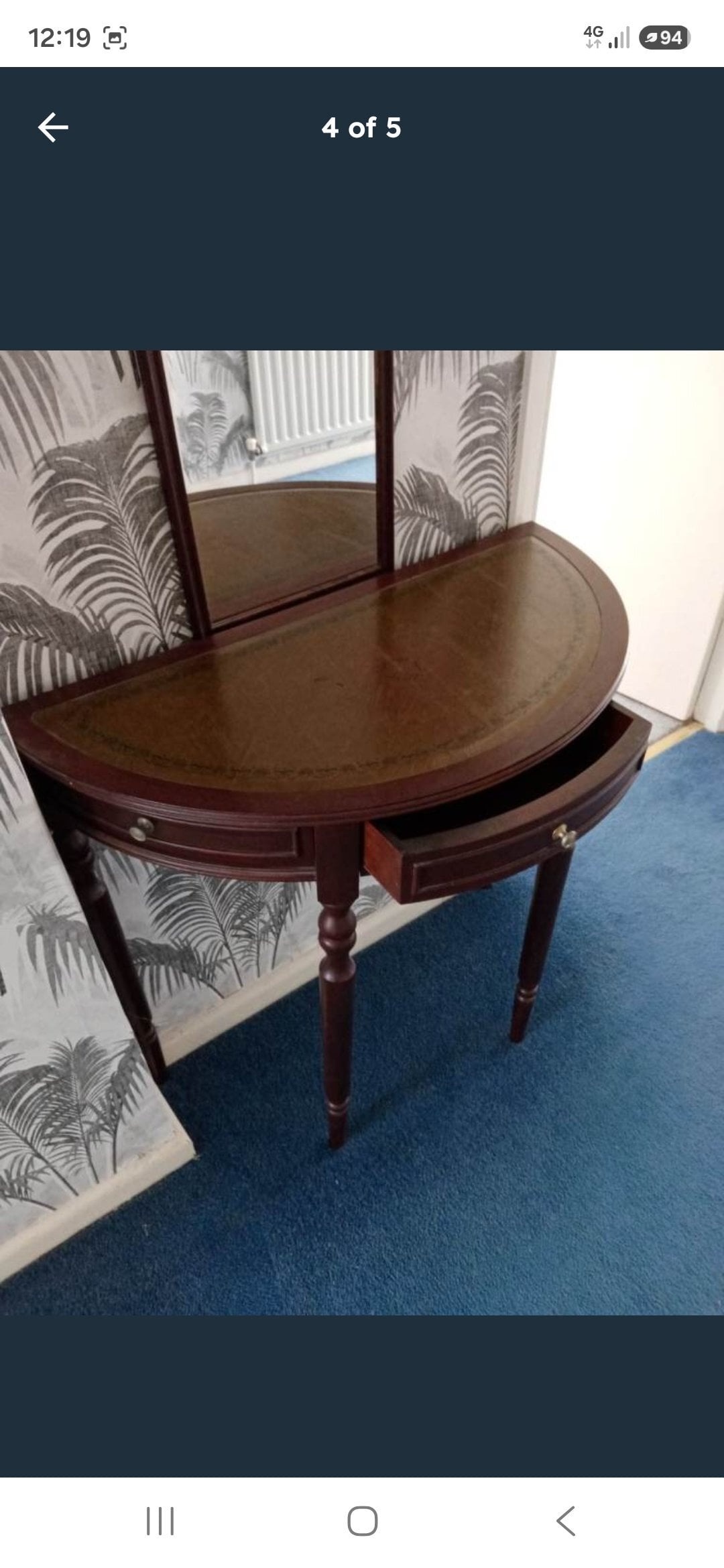 Used Attractive Wood small table with Leather top in good cond