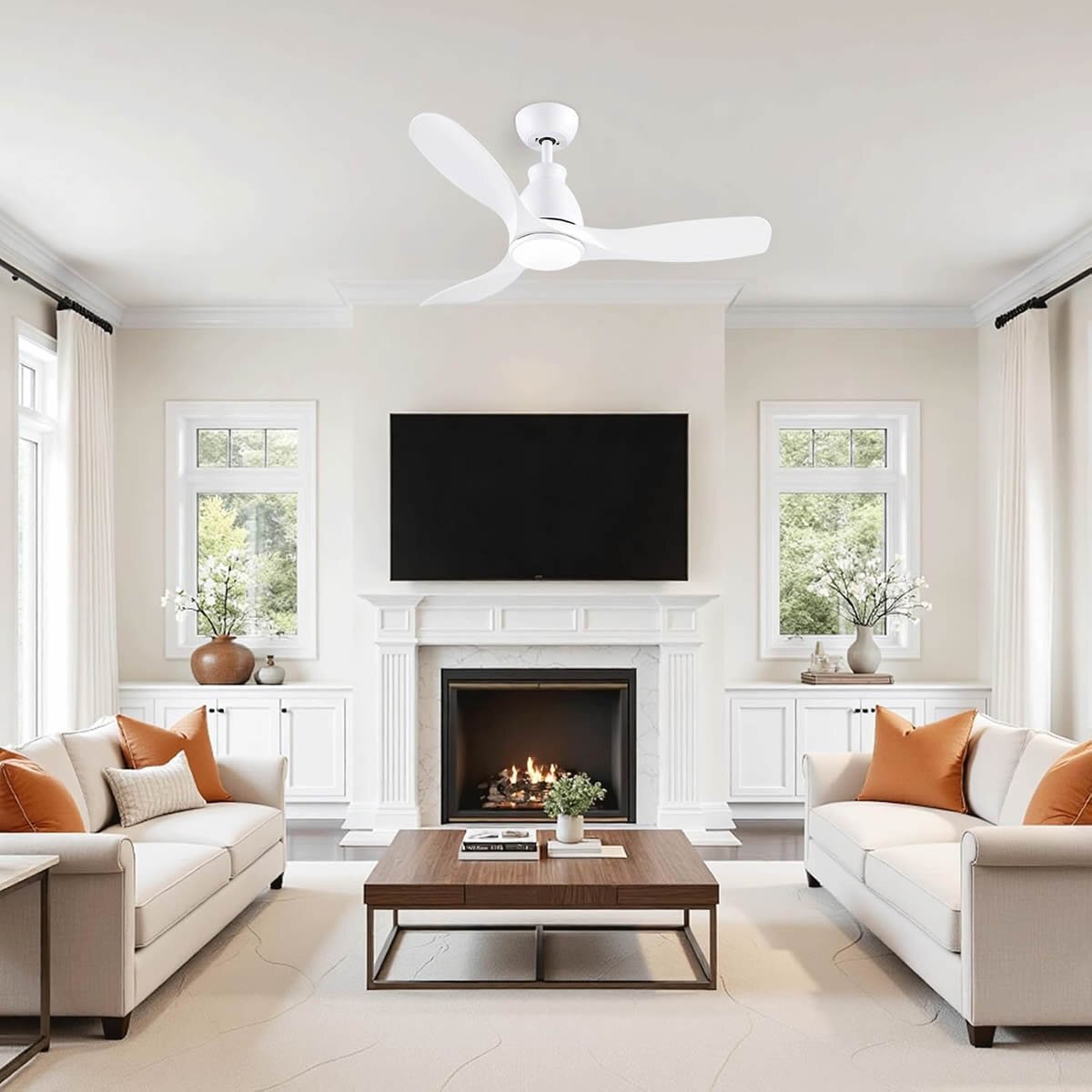 CJOY 42" Ceiling Fan 6 Speed with Light & Remote – Very Quiet 