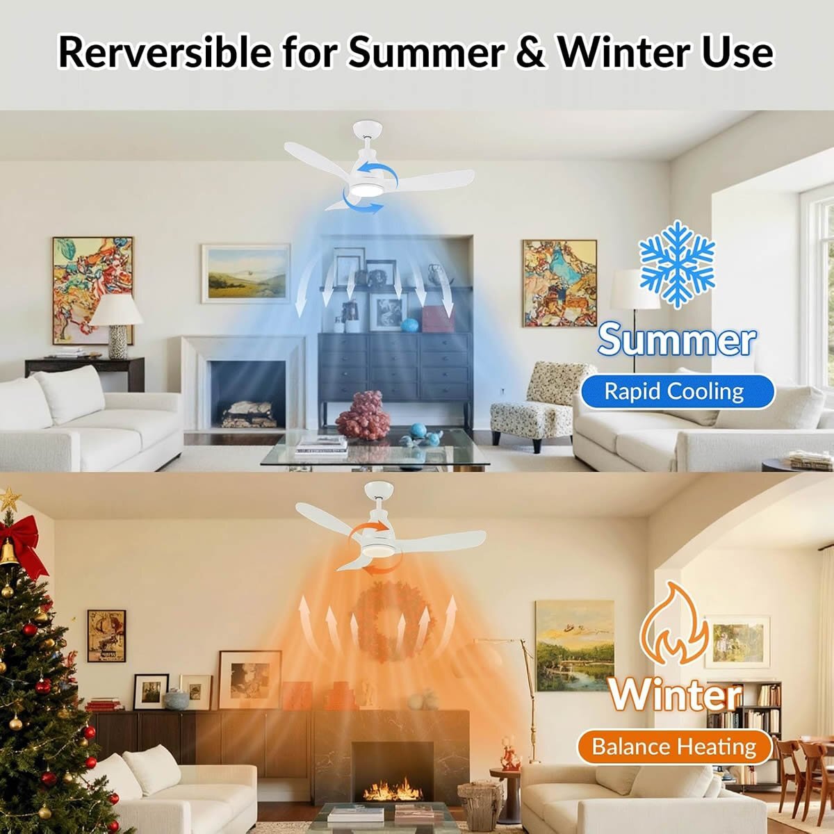 Hastings CJOY 42" Ceiling Fan 6 Speed with Light & Remote – Very Quiet 