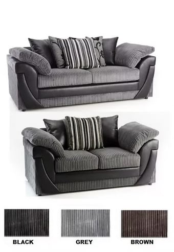 LUSH 3&2 SOFAS - BLACK/GREY
