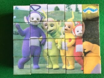 Rare, Vintage Teletubbies Picture Cube Blocks Puzzle