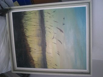 original watercolour of marshland scene