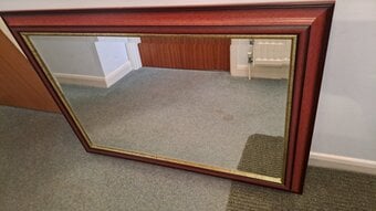 Wall hanging wood framed mirror
