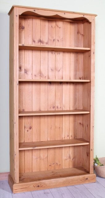 UK Delivery - Tall Farmhouse Pine Bookcase 4 Fixed Strong Shelves