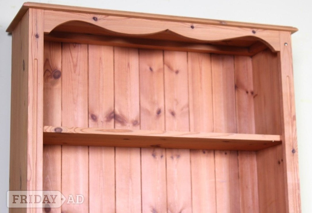UK Delivery - Tall Farmhouse Pine Bookcase 4 Fixed Strong Shelves - Furniture