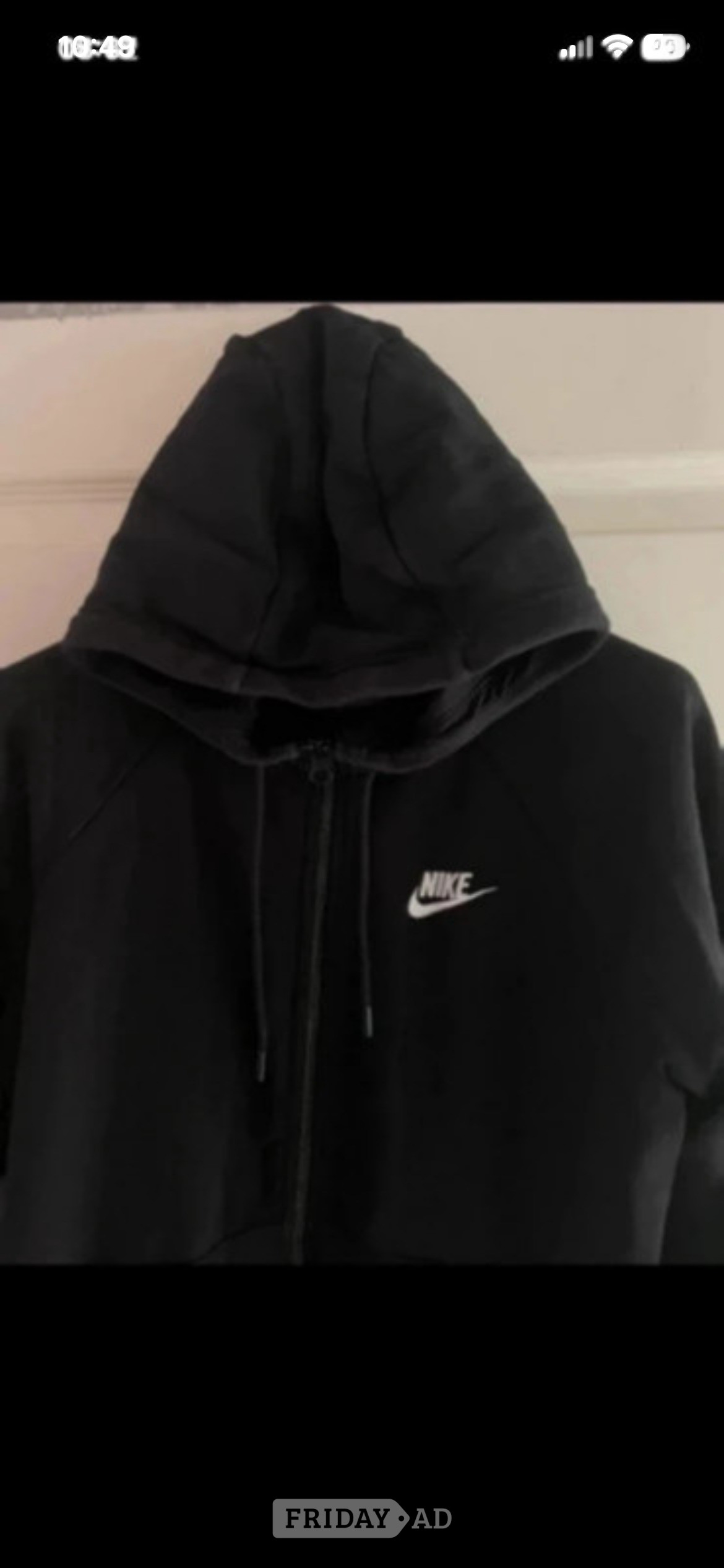 Men's black Nike zip through hoodie in size small