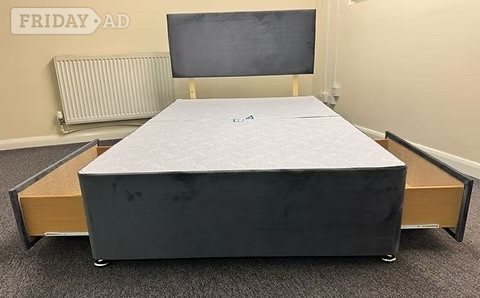 King size apollo mattress with divan base 2 drawers & headboard  - Furniture