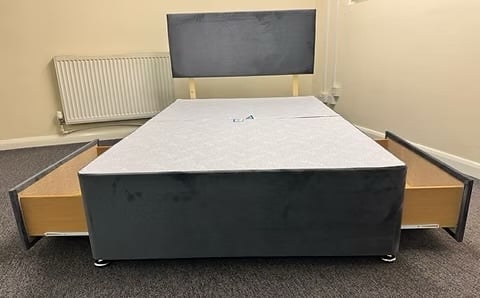 King size apollo mattress with divan base 2 drawers & headboard  - Furniture