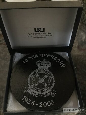Welsh slate RAF StAthan  paperweight 70th anniversary