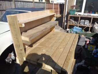 hand made potting table made from 4x2
