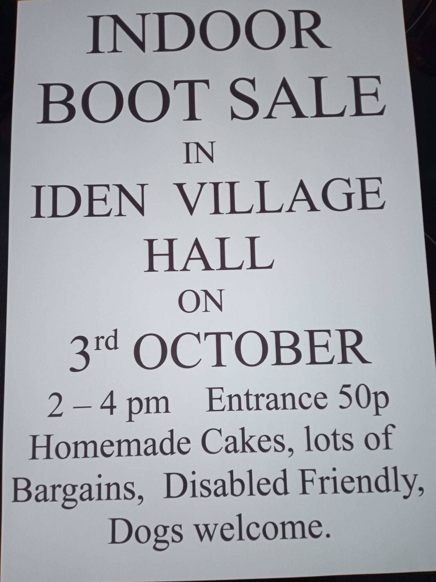 Indoor Boot sale  in TN31 7PU 