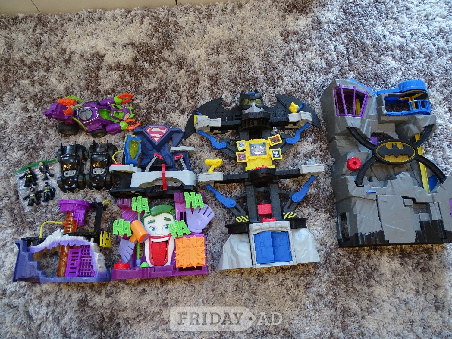 Batman Bat caves Superman, Penguin & Joker lairs +