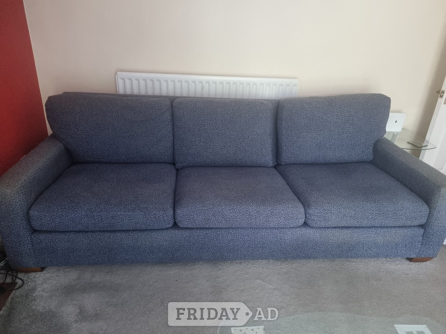 Two blue "tweed" style material, all covers are machine washable 