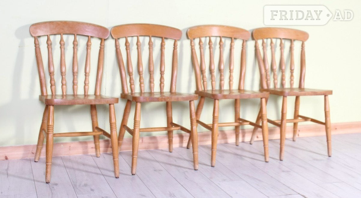 Delivery Options - 4 Solid Beech Rustic Farmhouse Chairs in Hailsham