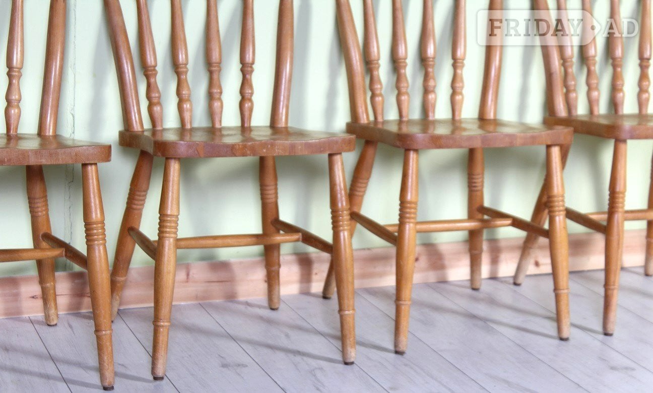 Hailsham Delivery Options - 4 Solid Beech Rustic Farmhouse Chairs