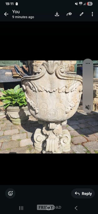 Stone garden chairs x2