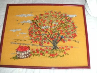 lovely embroidered apple tree picture