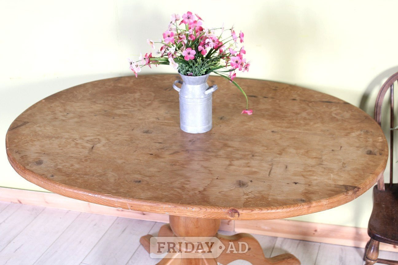 UK Delivery - Old Very Rustic Farmhouse Pine Pedestal  Table