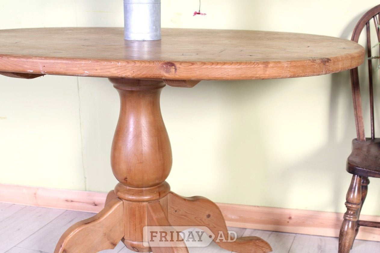 Hailsham UK Delivery - Old Very Rustic Farmhouse Pine Pedestal  Table