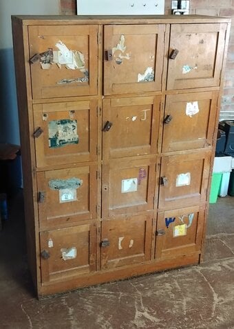 Vintage Wooden School Locker Unit