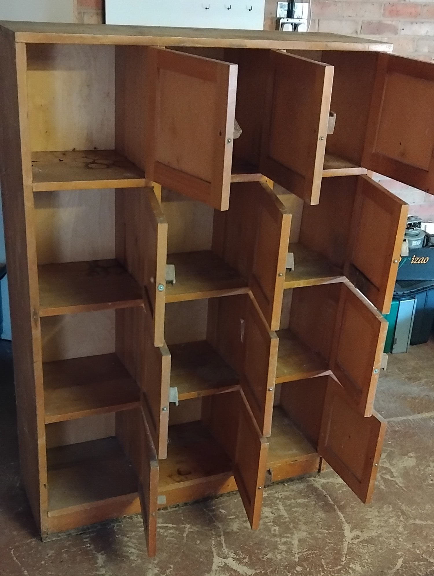 Vintage Wooden School Locker Unit