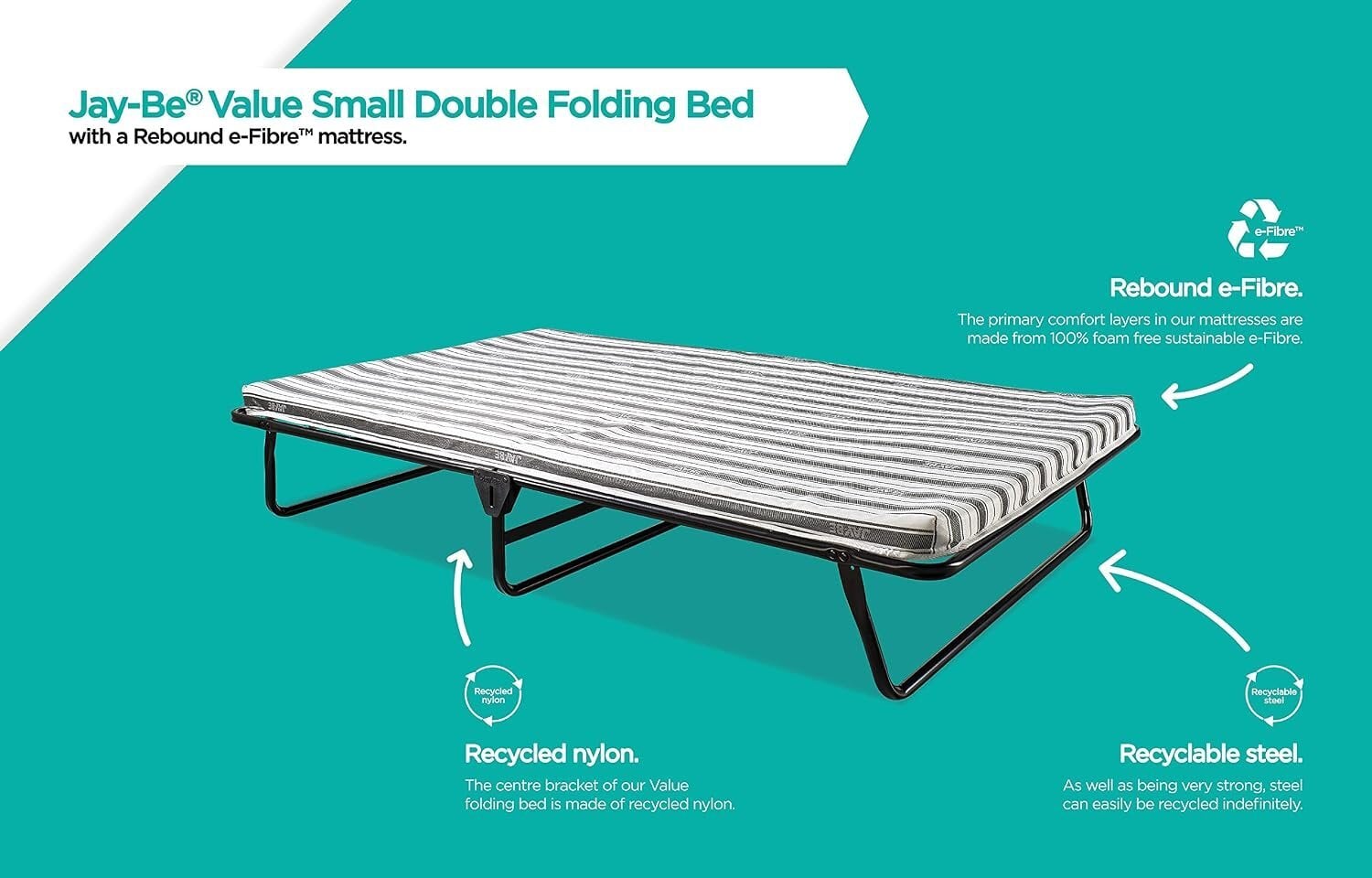 Jay-be Folding 'Small Double' Guest Bed - v. compact fold-up bed