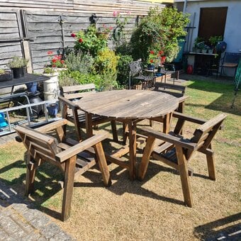 Solid Wood Garden Table and four Chairs - DELIVERY AVAILABLE