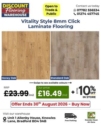 Transform your space with Vitality Style 8mm Click Laminate Floor