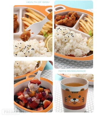 Bamboo Fiber Animal Design Pet Bowl - kids Table ware