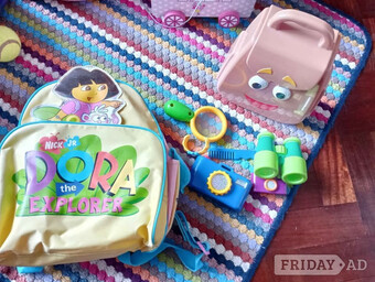 Dora the explorer backpack and toys.