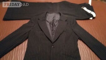 Women's black pinstripe trouser suit