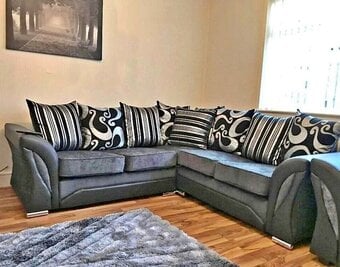 🖤 Grey & Black Shannon Corner Sofa Fast Delivery ASAP✨