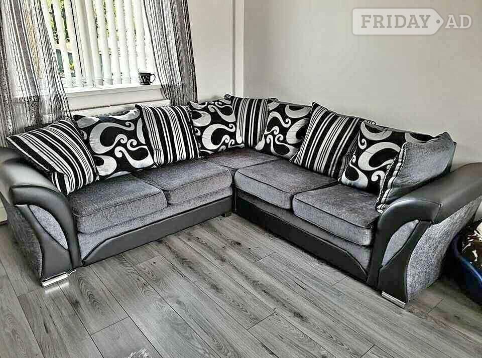 🖤 Grey & Black Shannon Corner Sofa Fast Delivery ASAP✨